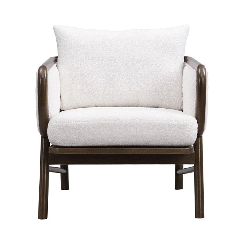 Sherpa Upholstered Accent Armchair with Solid Wood Frame & Bucket Seat