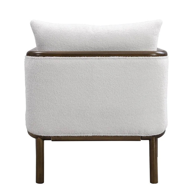 Sherpa Upholstered Accent Armchair with Solid Wood Frame & Bucket Seat