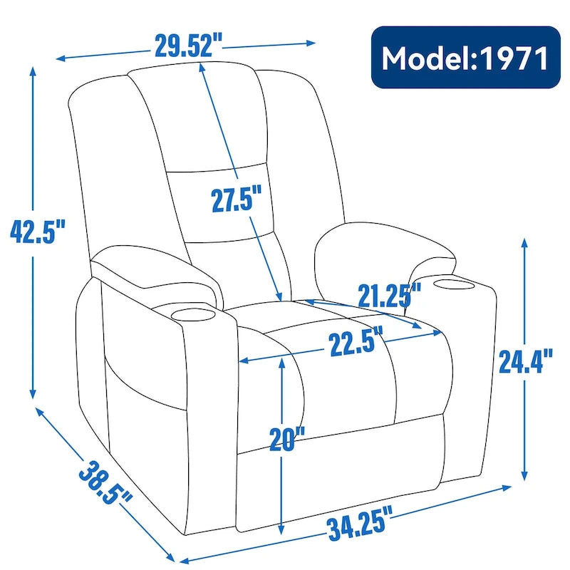 Aufstehsessel mit elektrischer Aufstehhilfe, Massage, Wärme, USB-Ladefunktion und Getränkehaltern