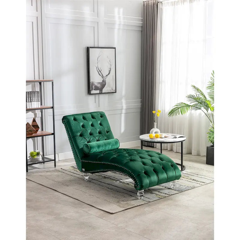 Canapé d'appoint incurvé en forme de tonneau, revêtement en velours et pieds en acrylique