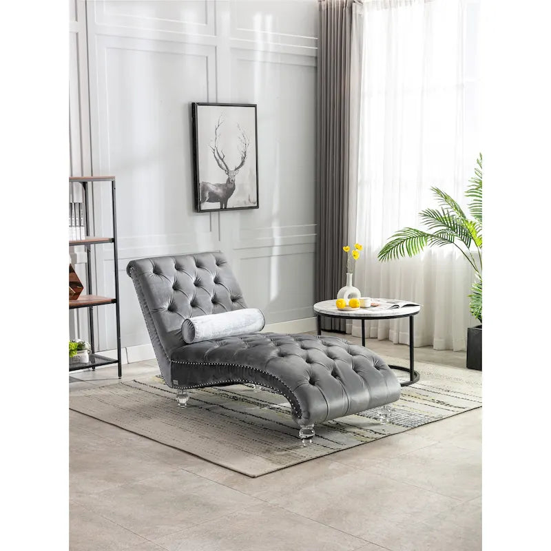 Canapé d'appoint incurvé en forme de tonneau, revêtement en velours et pieds en acrylique