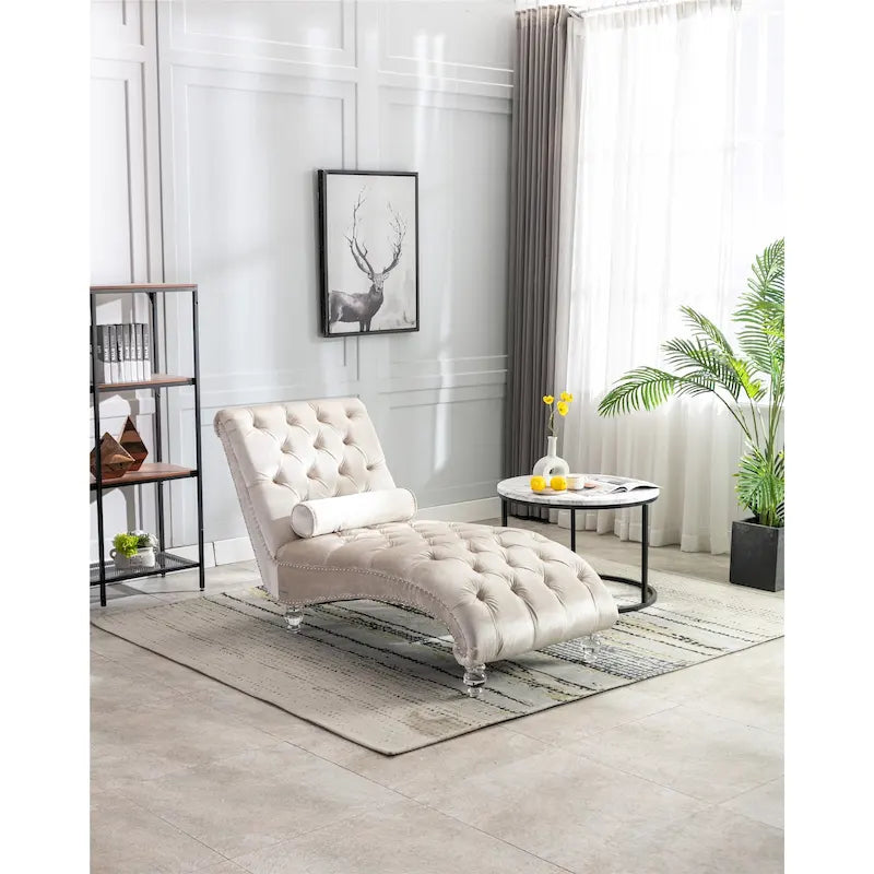 Canapé d'appoint incurvé en forme de tonneau, revêtement en velours et pieds en acrylique