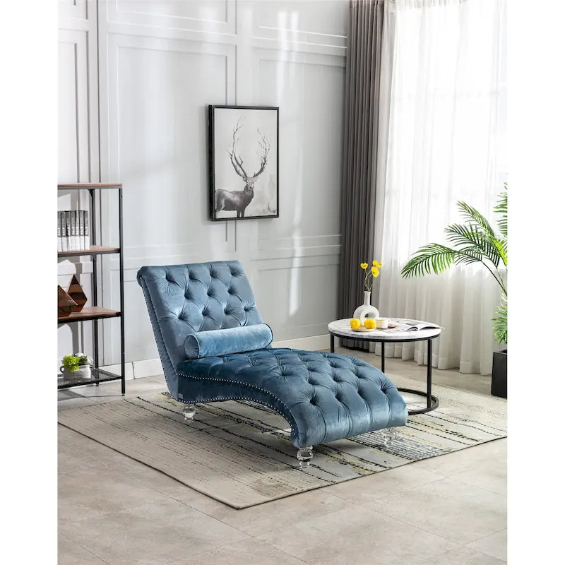 Canapé d'appoint incurvé en forme de tonneau, revêtement en velours et pieds en acrylique