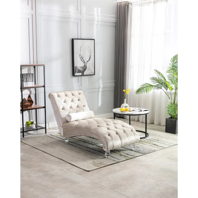 Canapé d'appoint incurvé en forme de tonneau, revêtement en velours et pieds en acrylique
