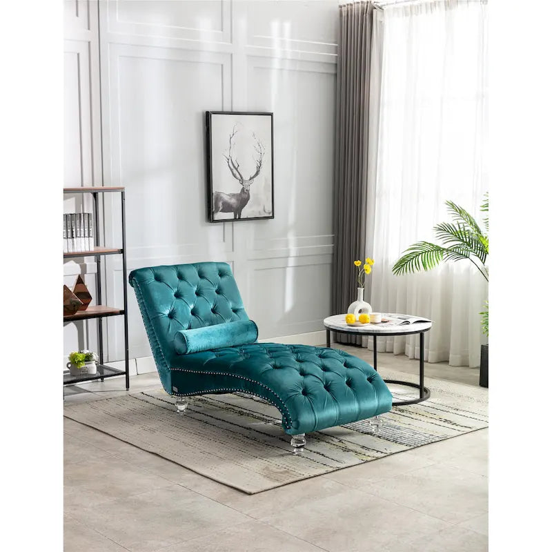 Canapé d'appoint incurvé en forme de tonneau, revêtement en velours et pieds en acrylique
