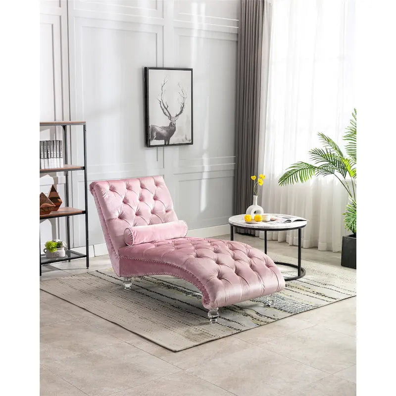 Canapé d'appoint incurvé en forme de tonneau, revêtement en velours et pieds en acrylique