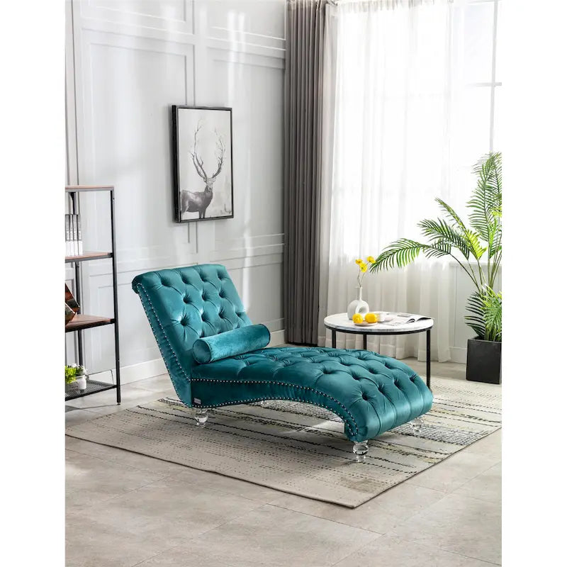 Canapé d'appoint incurvé en forme de tonneau, revêtement en velours et pieds en acrylique