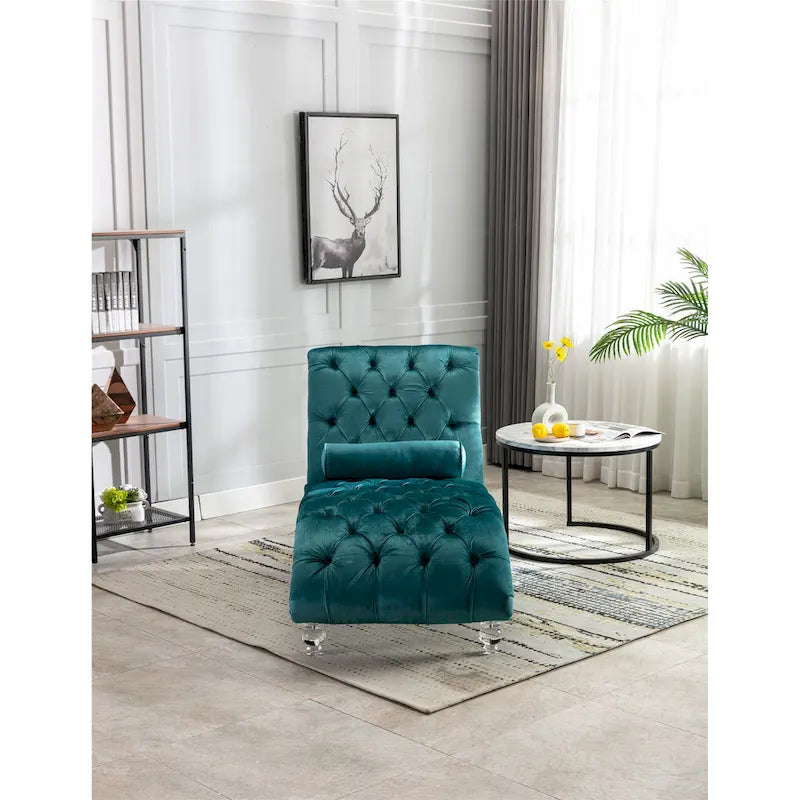 Canapé d'appoint incurvé en forme de tonneau, revêtement en velours et pieds en acrylique