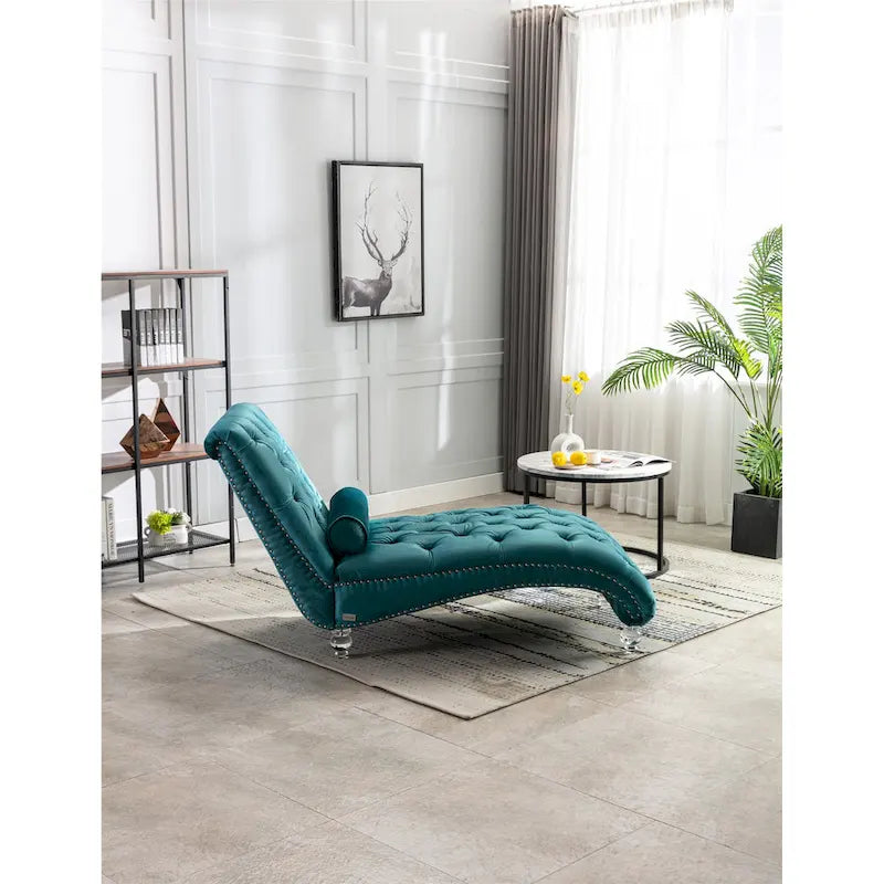 Canapé d'appoint incurvé en forme de tonneau, revêtement en velours et pieds en acrylique