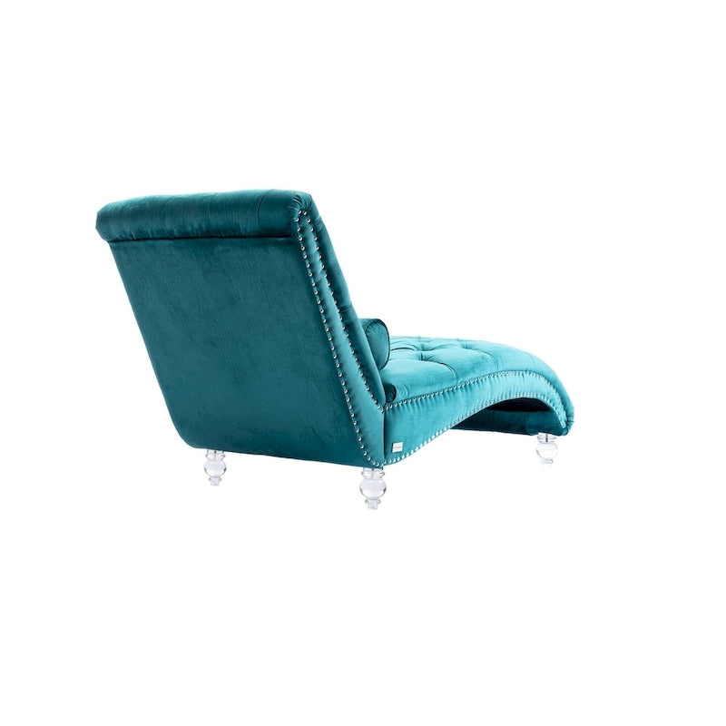 Canapé d'appoint incurvé en forme de tonneau, revêtement en velours et pieds en acrylique