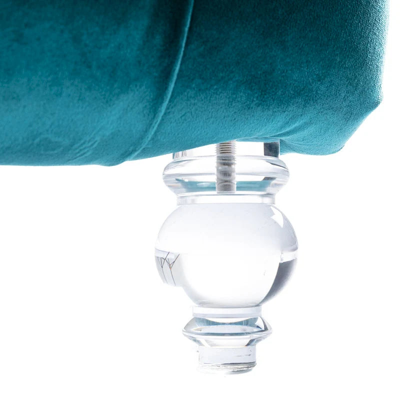 Canapé d'appoint incurvé en forme de tonneau, revêtement en velours et pieds en acrylique