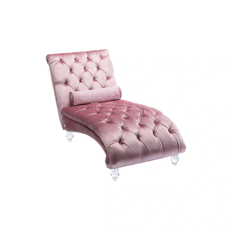 Canapé d'appoint incurvé en forme de tonneau, revêtement en velours et pieds en acrylique