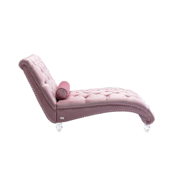 Canapé d'appoint incurvé en forme de tonneau, revêtement en velours et pieds en acrylique