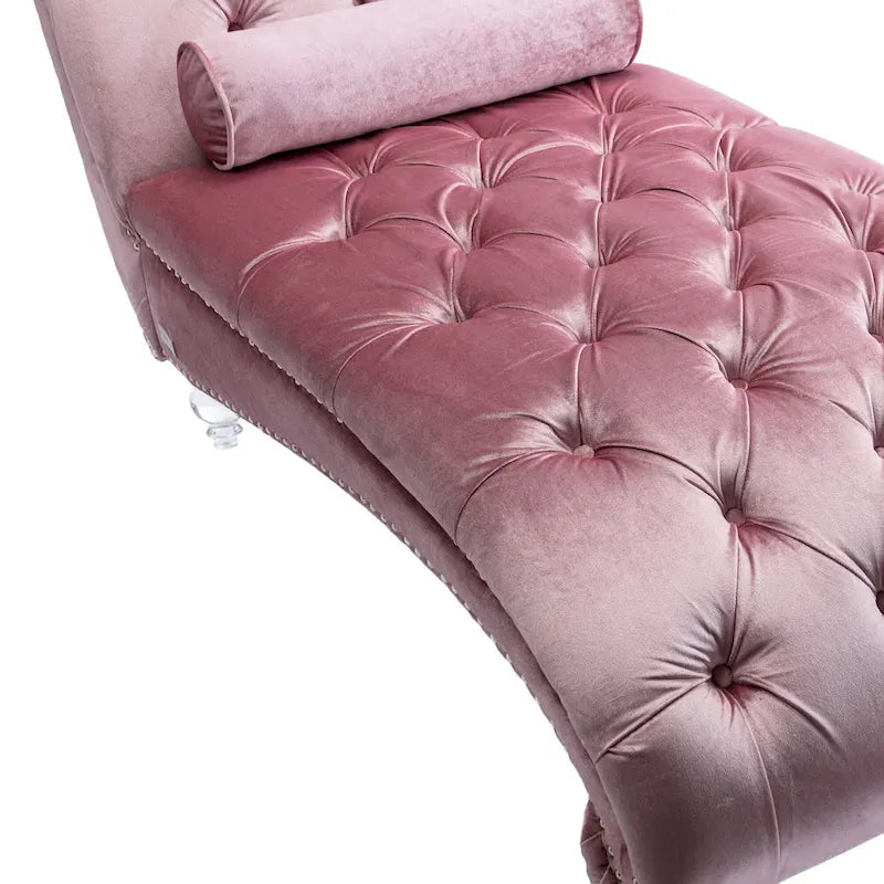 Canapé d'appoint incurvé en forme de tonneau, revêtement en velours et pieds en acrylique
