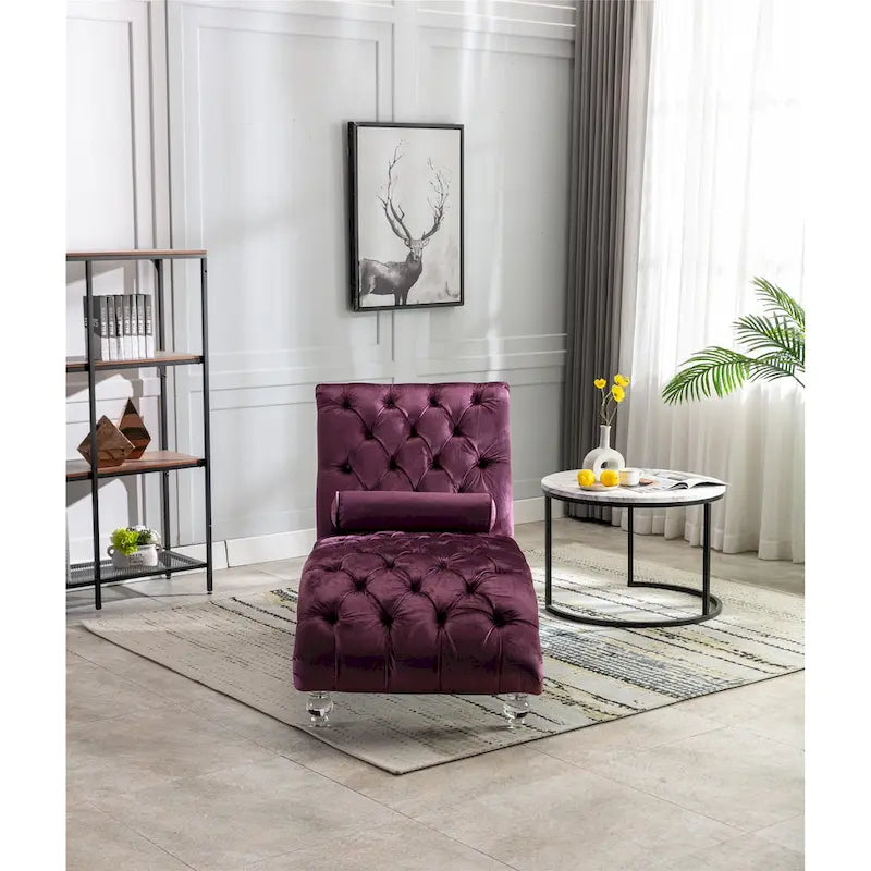 Canapé d'appoint incurvé en forme de tonneau, revêtement en velours et pieds en acrylique