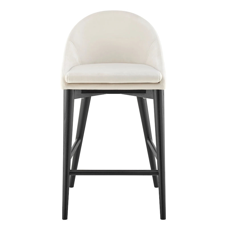 Tabouret de comptoir avec assise rembourrée et pieds noir mat