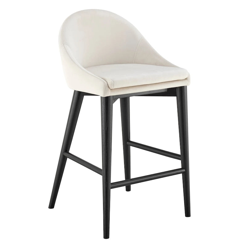 Tabouret de comptoir avec assise rembourrée et pieds noir mat