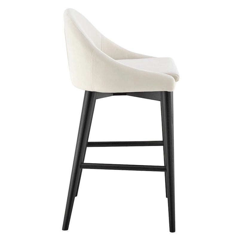 Sgabello da bancone con seduta imbottita e gambe nere opache
