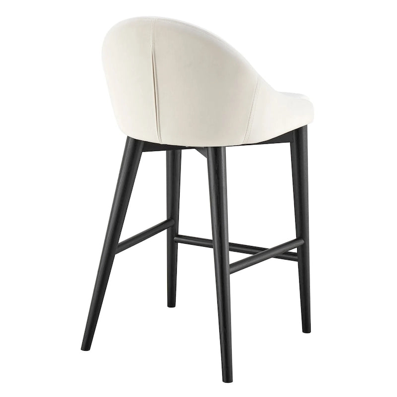 Tabouret de comptoir avec assise rembourrée et pieds noir mat