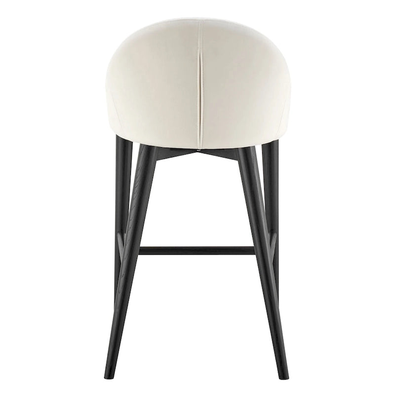 Tabouret de comptoir avec assise rembourrée et pieds noir mat