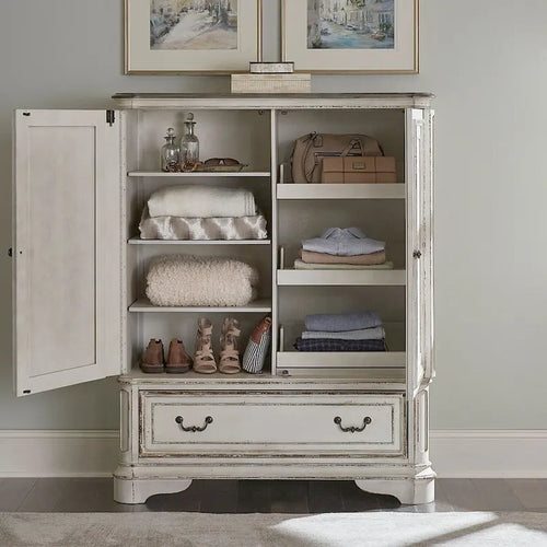 Magnolia Manor Antique White & Weathered Bark Door Chest