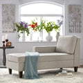 Upholstered Storage Chaise Lounge with Single Arm & Walnut Legs
