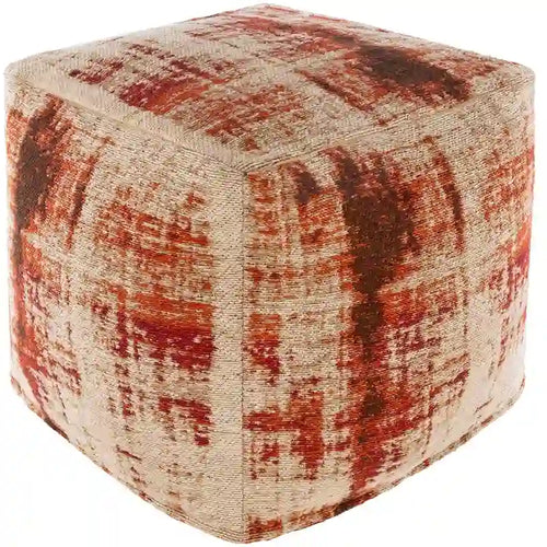 Moderner abstrakter Würfel-Pouf, 18 Inch, mit abnehmbarem Jacquard-Bezug