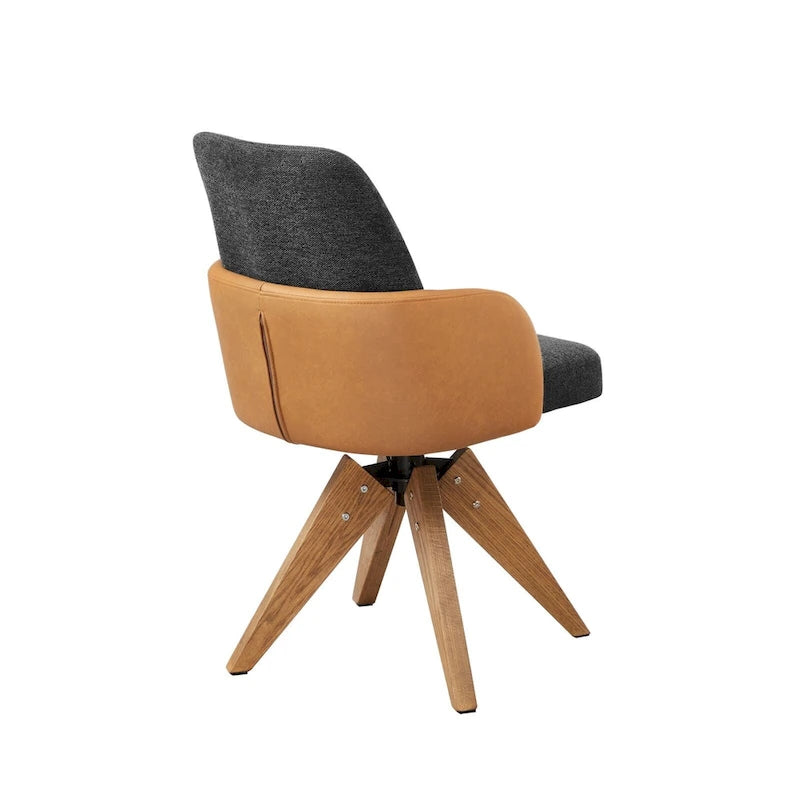 Moderner Drehstuhl im Mid-Century-Stil mit mehrteiliger Polsterung