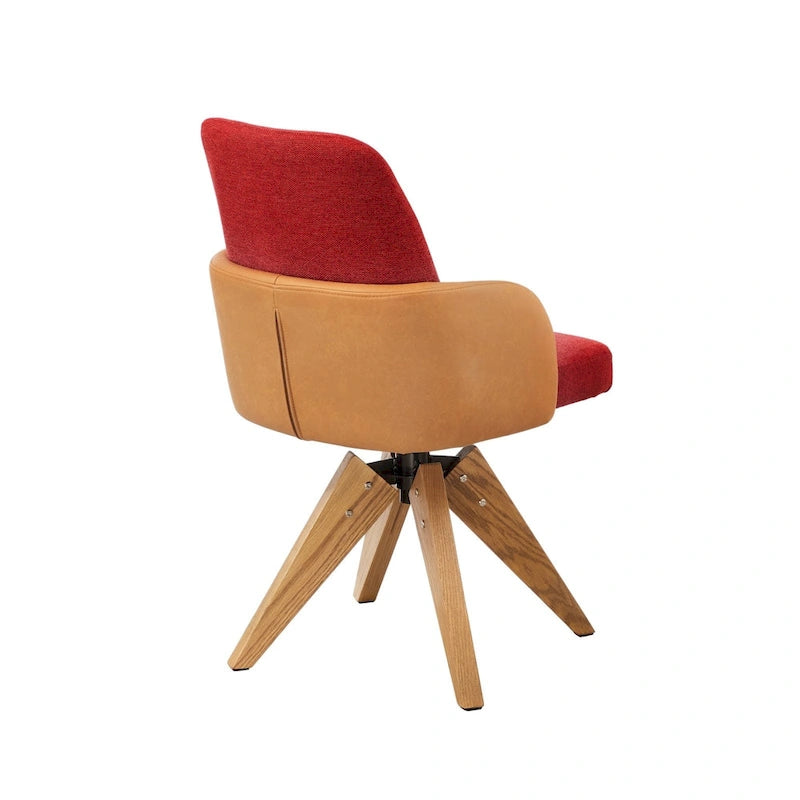 Moderner Drehstuhl im Mid-Century-Stil mit mehrteiliger Polsterung