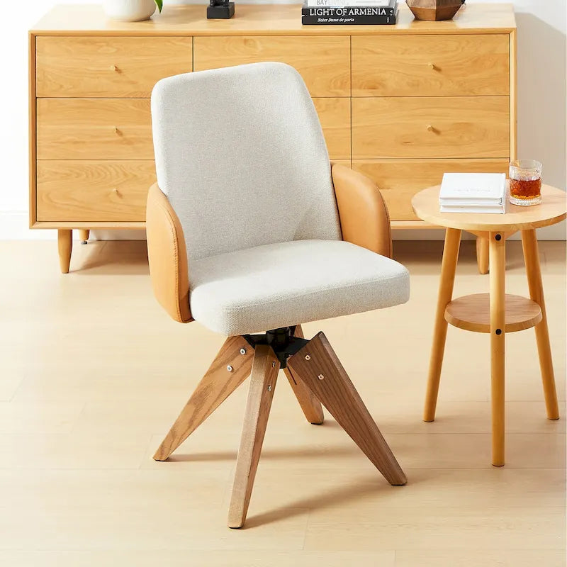 Moderner Drehstuhl im Mid-Century-Stil mit mehrteiliger Polsterung
