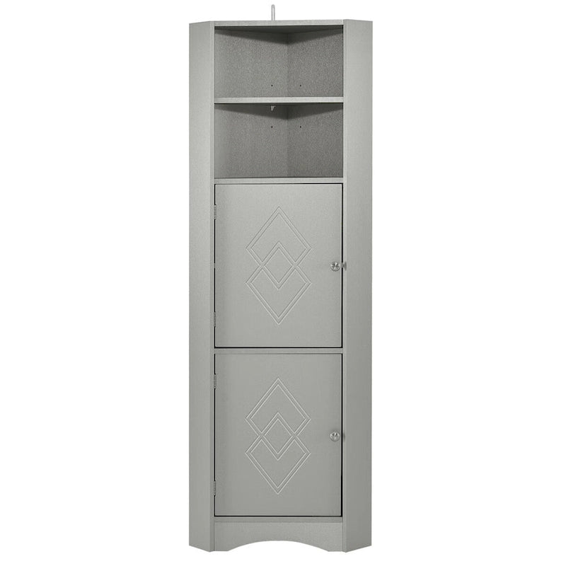 Freestanding Tall Corner Cabinet with Adjustable Shelves & Double Doors