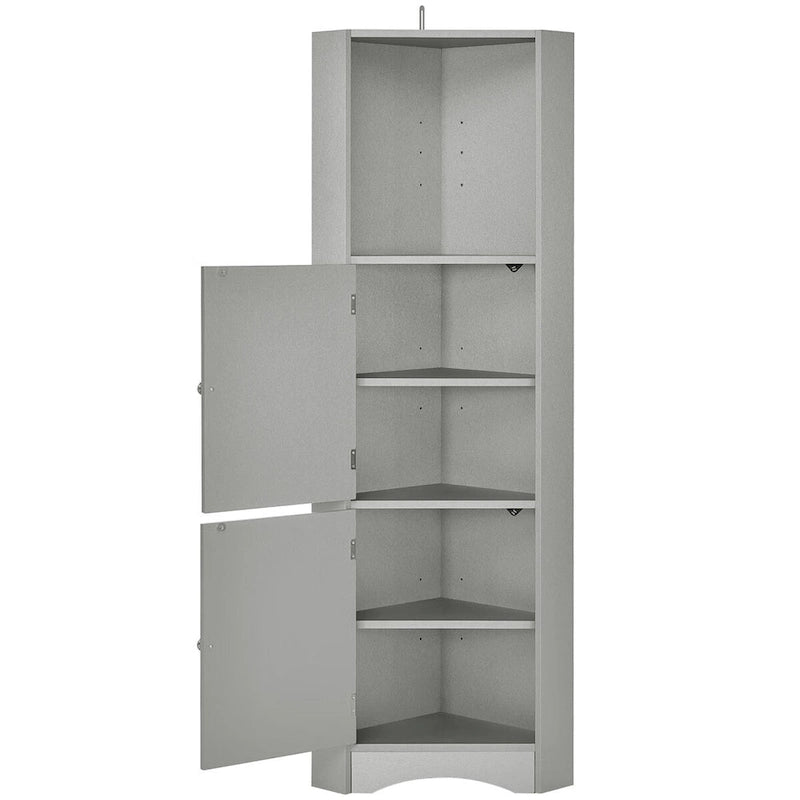 Freestanding Tall Corner Cabinet with Adjustable Shelves & Double Doors