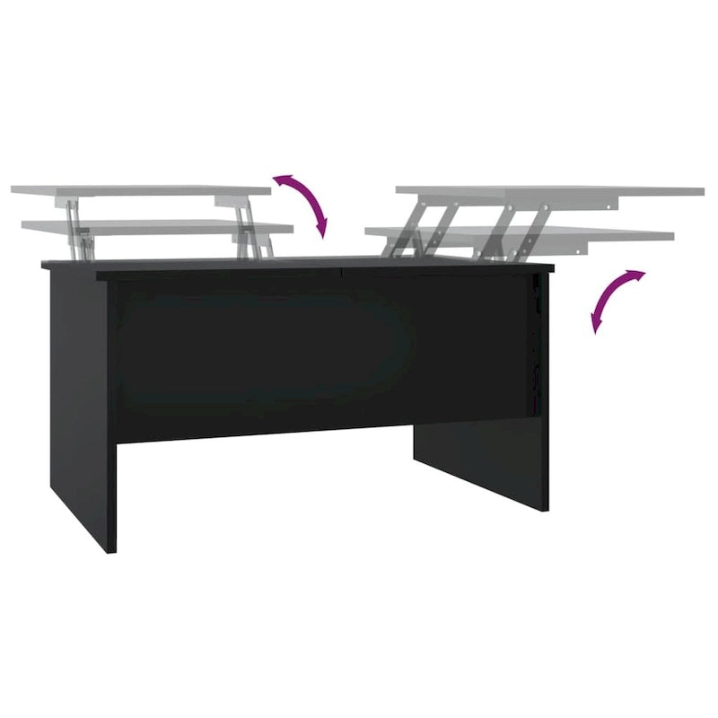 Salontafel met liftblad en twee verborgen opbergvakken