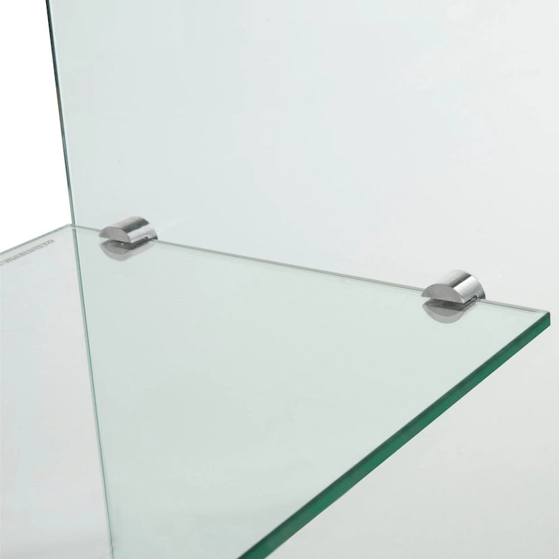 Clear Tempered Glass Console Table with Lower Storage Shelf