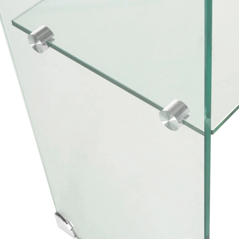 Clear Tempered Glass Console Table with Lower Storage Shelf