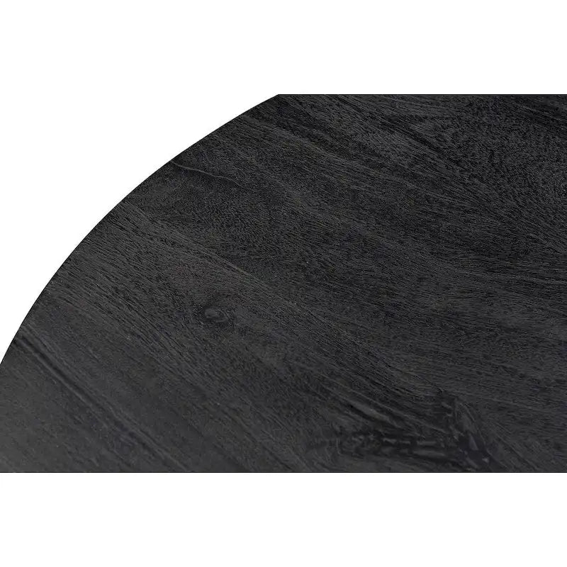 Runder Couchtisch aus schwarzem Mangoholz mit goldfarbenem Gestell