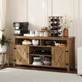 Wide Farmhouse Buffet Cabinet with Open Shelves & Side Storage