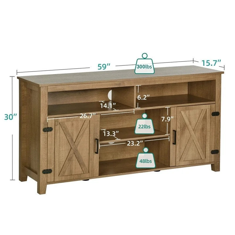 Buffet large style maison de campagne avec étagères ouvertes et rangement latéral