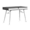 Schreibtisch im Mid-Century-Modern-Stil mit geteilter Schublade und hinterem Geräteaufbewahrungsfach