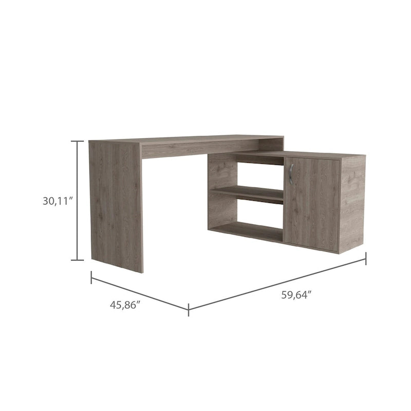 L-Shaped Office Desk with Drawer, Open Shelves & Cabinet Storage