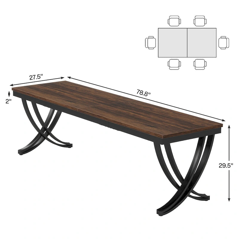 78-Inch Large Rectangular Computer Desk for Home Office & Study Room