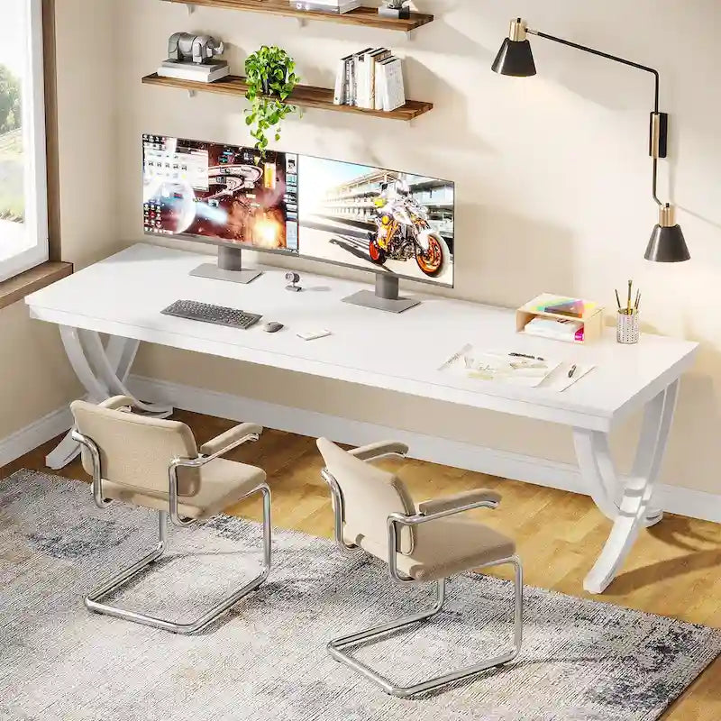 78-Inch Large Rectangular Computer Desk for Home Office & Study Room