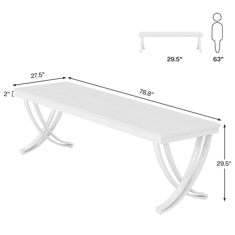 78-Inch Large Rectangular Computer Desk for Home Office & Study Room