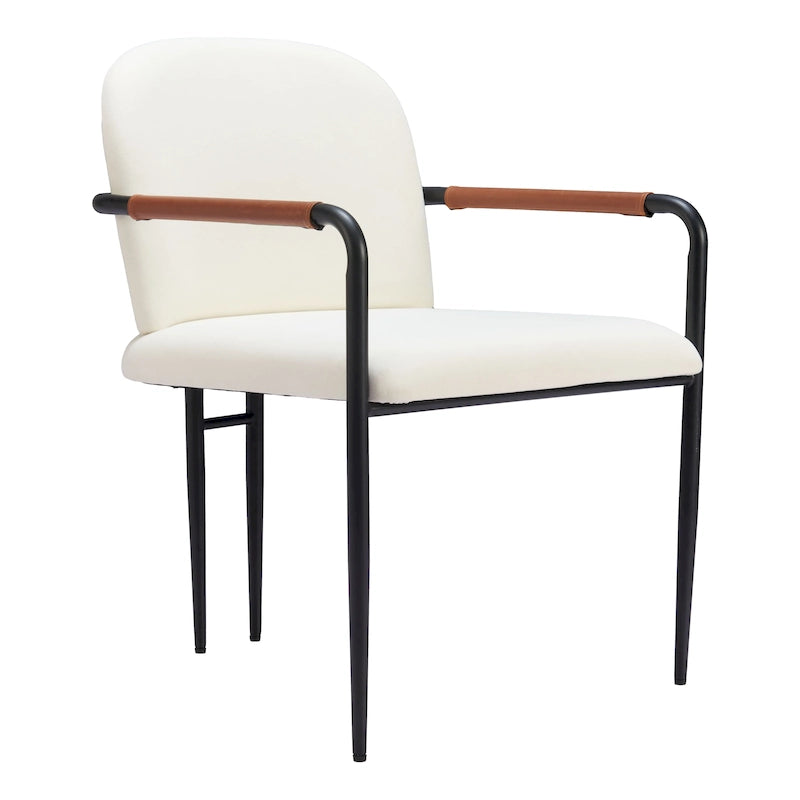 Cream Fabric Dining Chair with Steel Frame