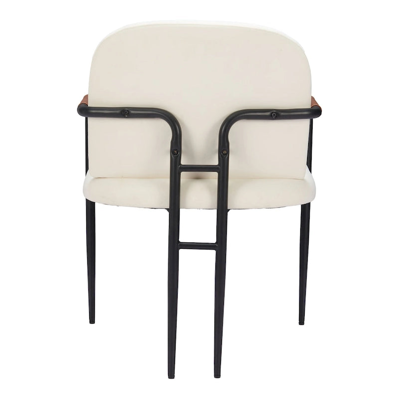 Cream Fabric Dining Chair with Steel Frame