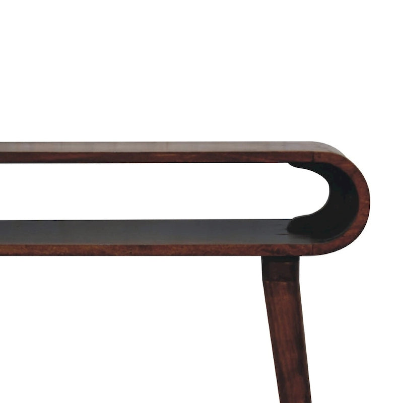 Solid Mango Wood Nordic-Style Console Table with Rounded Edges