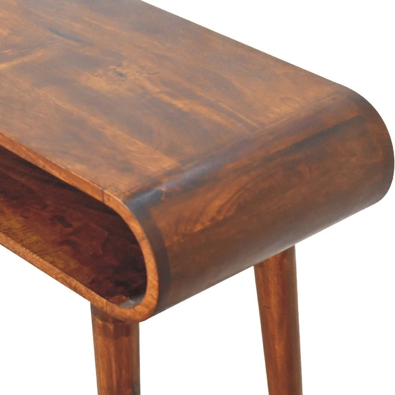 Solid Mango Wood Nordic-Style Console Table with Rounded Edges