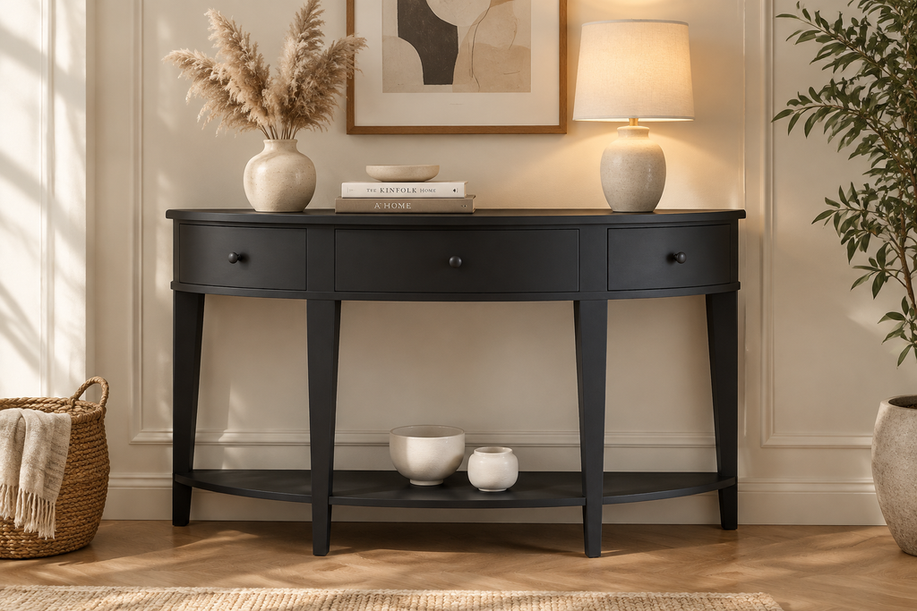 Modern Black Console Table in Interior Scene